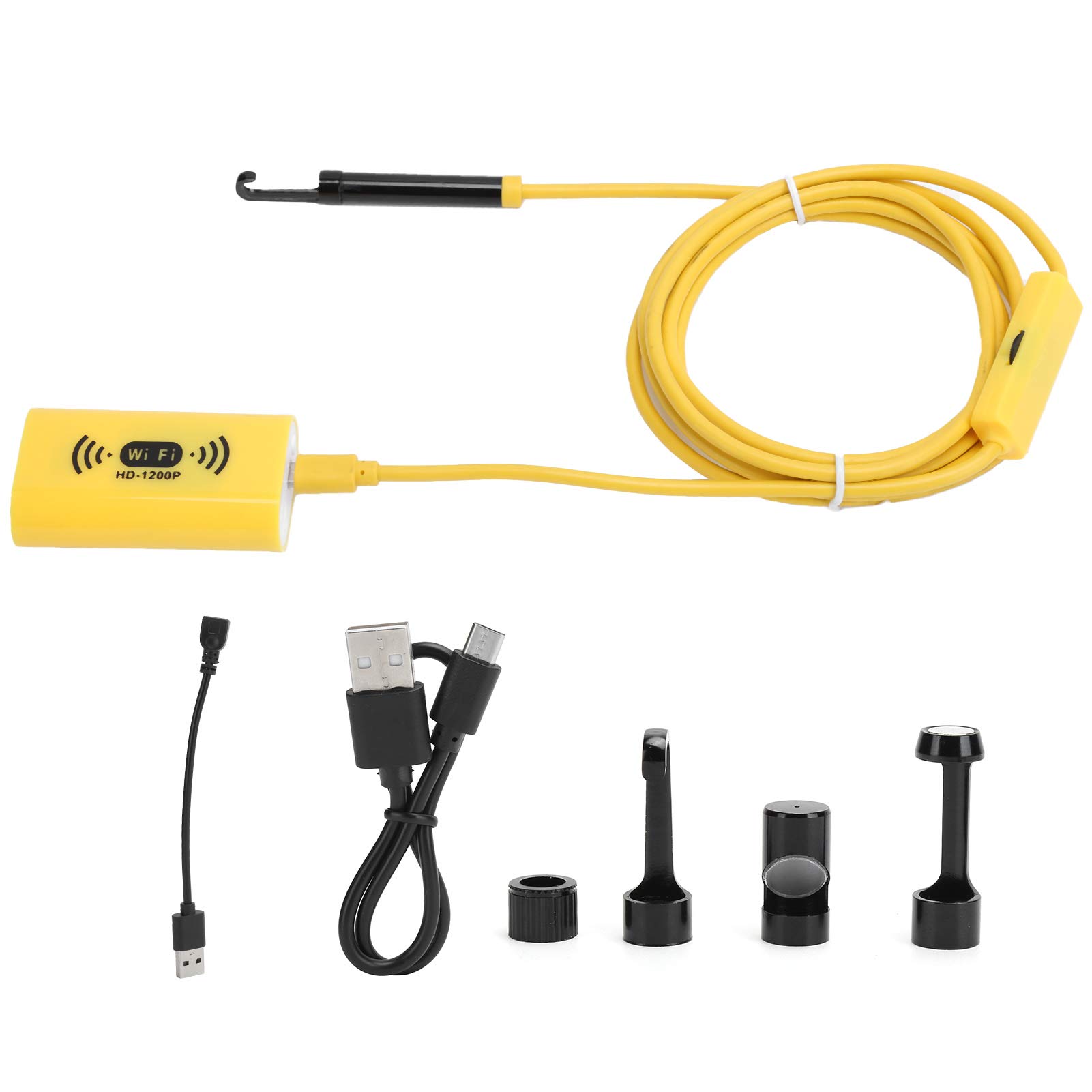 Cámara de Endoscopio, Luz LED de 8 Mm / 0,3 Pulgadas y Endoscopio Inalámbrico HD 1200P IP68 Resistente Al Agua WiFi, Cámara de Inspección con Luz para iOS/Android (2 m / 6,6 pies)