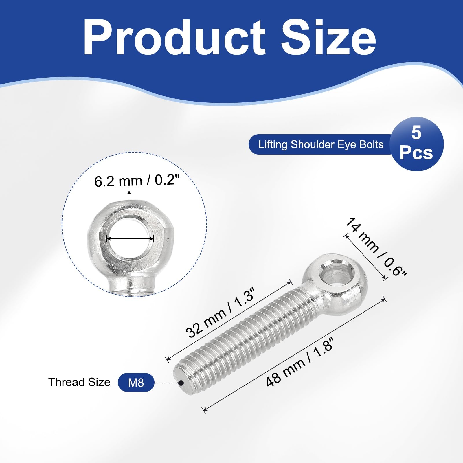 PATIKIL M8x45mm Lifting Shoulder Eye Bolts - Image 2