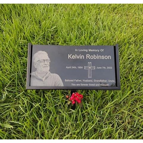 SHINCEL Customized Memorial Stone Plaque for Human,Pets,Dog,Cat, Personalized Engraved Gravestone for Lost Loved One,Mini Tombstone,Temporary Grave Marker for Cemetery (for People) Cover