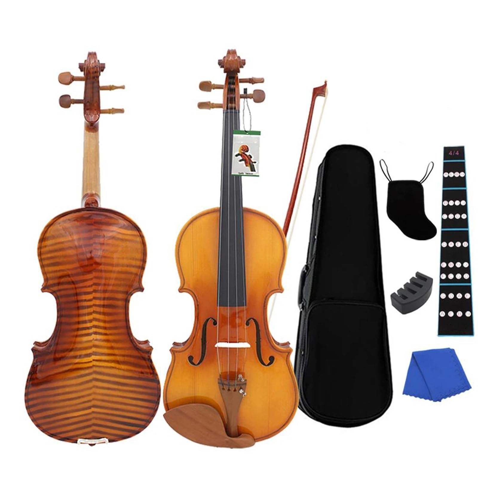 Violino Set Violino Professionale 4/4 3/4 1/2 Tiger Stripes Violino Acustico Luminoso Principiante Amante Della Musica Violino Con Custodia Arco(4/4)