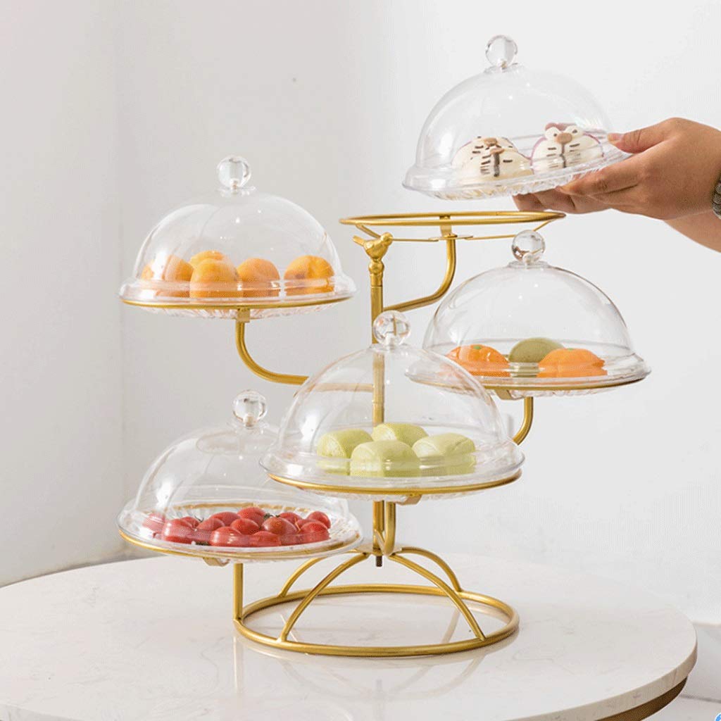 Présentoir à gâteaux en métal Plateau à Fruits Snack Rack pour Salon et Cuisine, Cake Rack avec Base Ronde, Fruit Basket Rack Fruit Tray