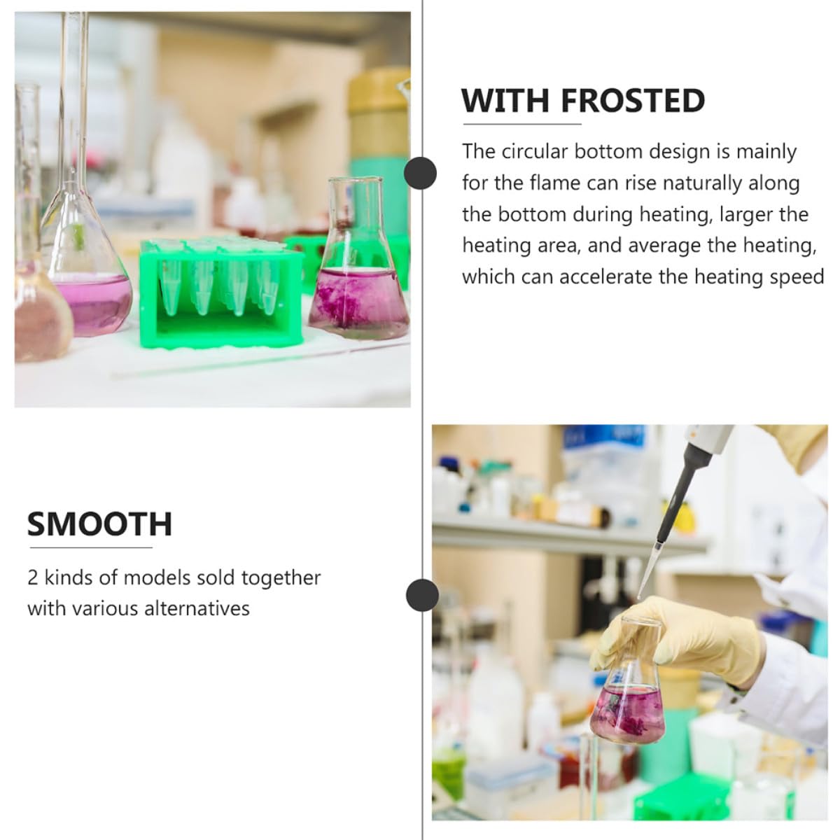 UKCOCO Matraz de Fondo Redondo 250 Ml Transparente de Vidrio, Juego de 2 Matraces de Cuello Estrecho para Laboratorio, Frascos Científicos para Experimentación y Suministros Educativos