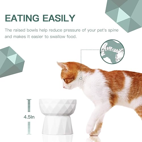 Miniatura 3 de Frewinky Cuencos para gatos, cuencos de cerámica para gatos antivómitos, juego de cuencos elevados para alimentos y agua para gatos y perros