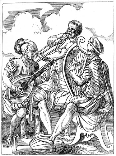 Affiche toile un luthiste et un joueur de trombone Jost Amman portrait décoration murale 60x90cm