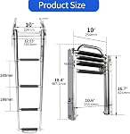 3-4 Step Boat Ladder Under Platform Slide Mount Boat Boarding Ladder, Telescoping Ladder with a Carry Handle and Mounting Screws, Press-Type Spring Latch (4 Steps)