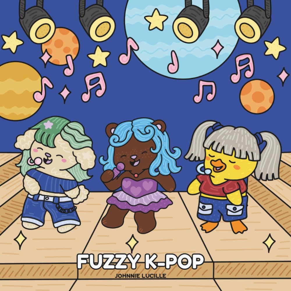 Fuzzy K-POP: Cute and Cozy Music Inspired Coloring Book for Teens and Adults, Featuring Adorable Animal Characters
