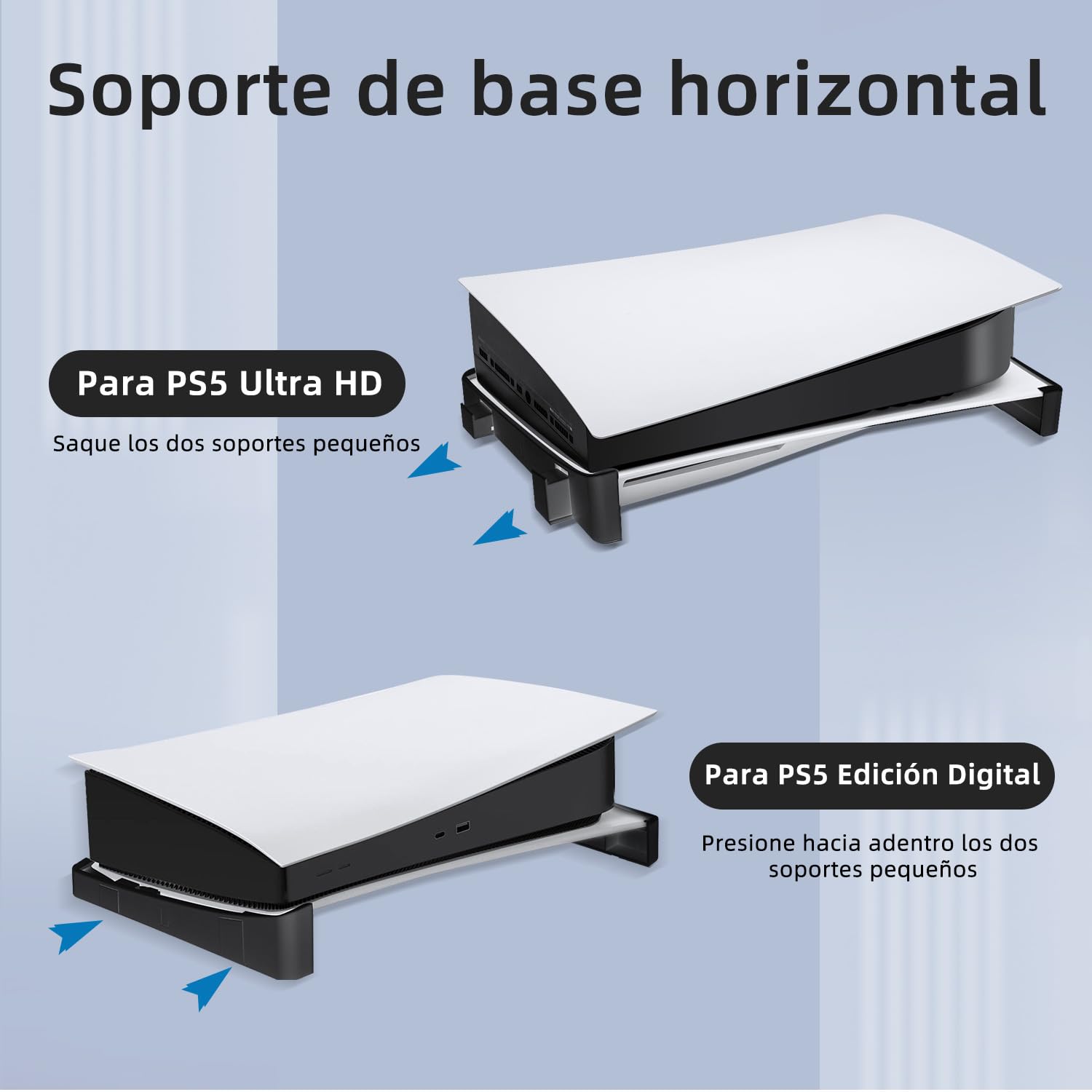 Mcbazel Soporte Horizontal Compatible con Consola 2020 PS5 Console PS5 DE/UHD, Soporte de Base para Disco PS5 y Consola de edición Digital, con máscaras Antideslizantes - Negro(No para PS5 Slim/Pro)