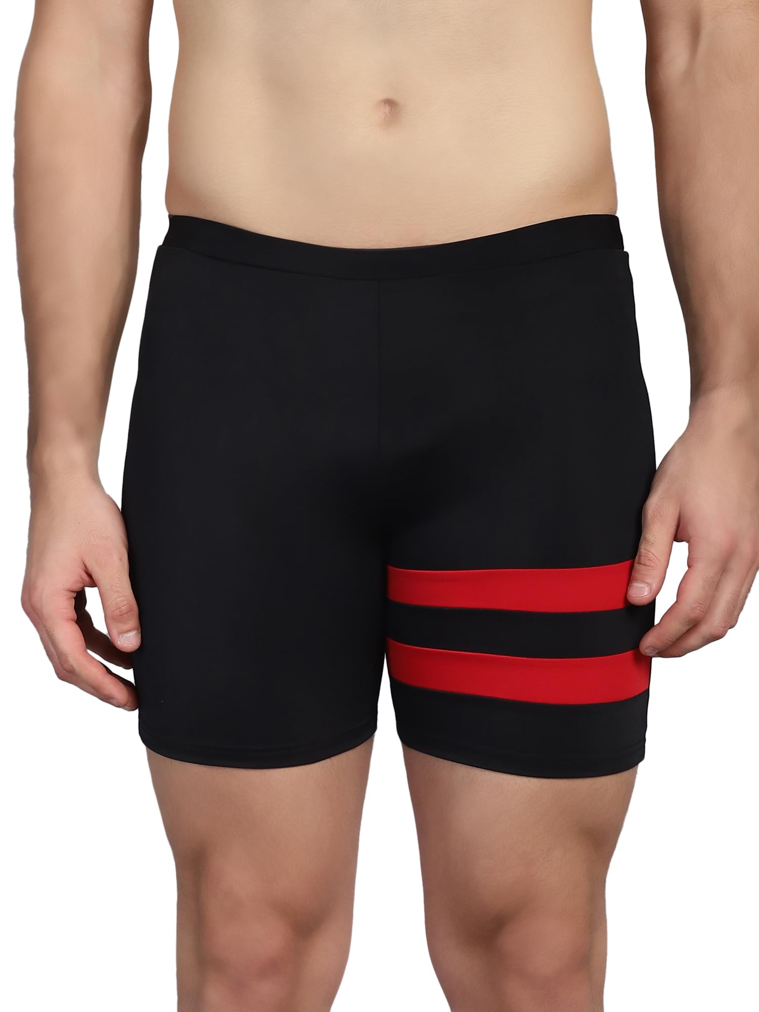 Men Black Red Stripes Swim Bottoms-image-28