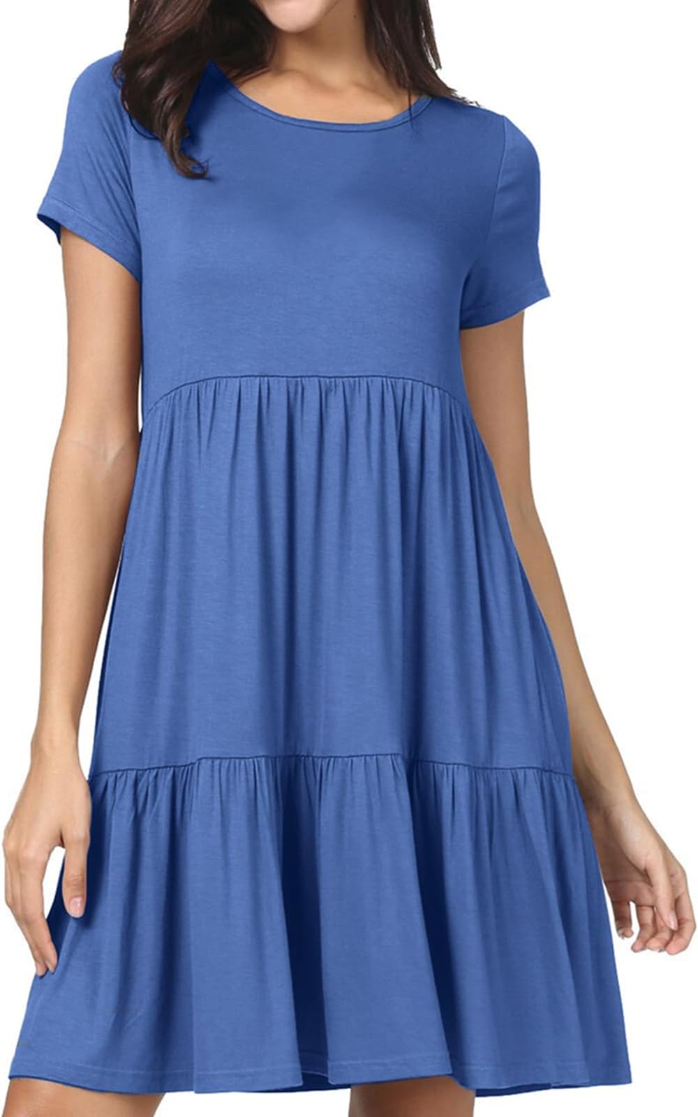 levaca Womens Summer Casual Dresses Beach Coverup Loose Short Sleeve T Shirt Dress 2025 Midi Outfit Sundress