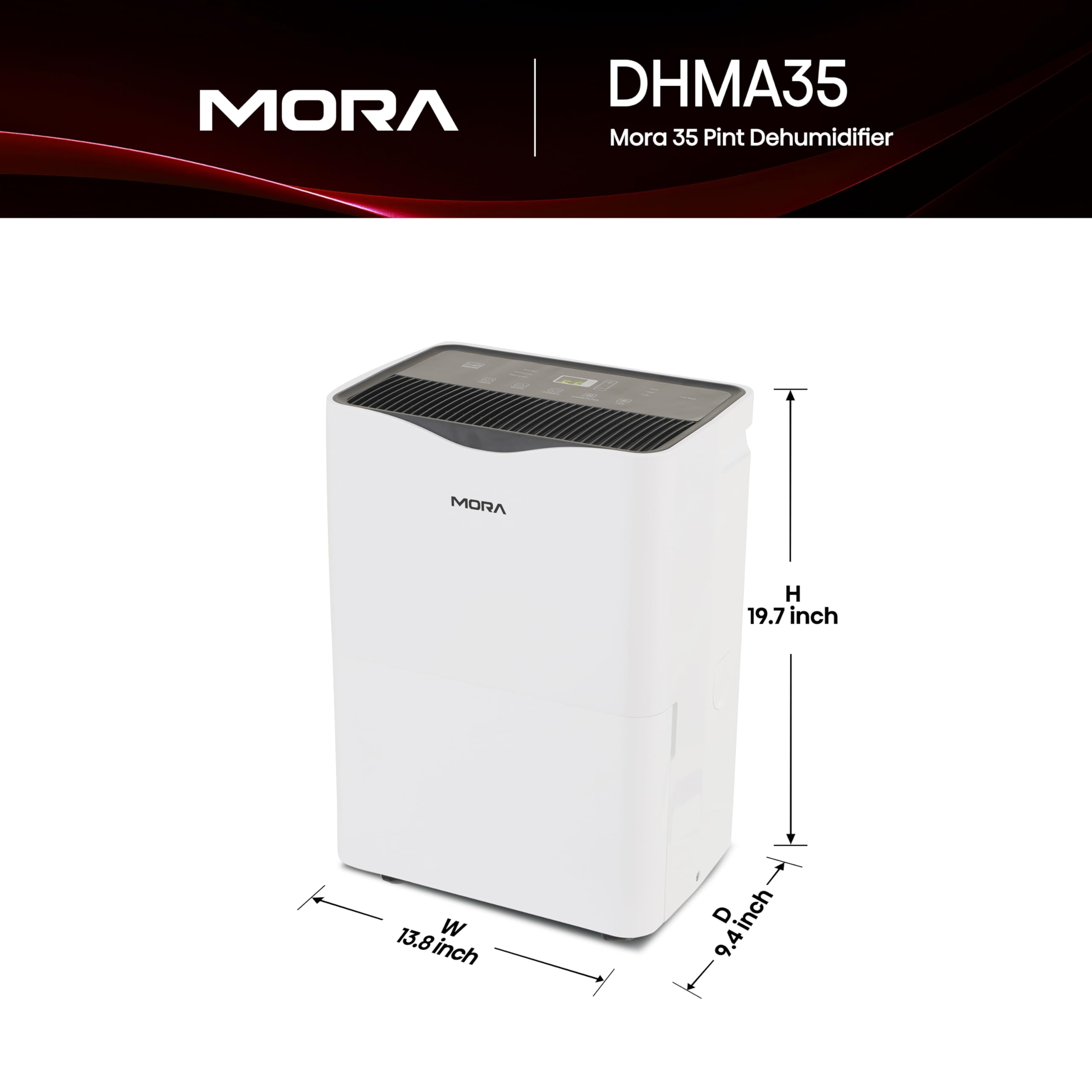 Mora Mora by Hisense - Deshumidificador de 35 pintas, para espacio de hasta 3000 pies cuadrados en casa, en sótanos y habitaciones grandes, Energy Star, funcionamiento silencioso, indicador de filtro