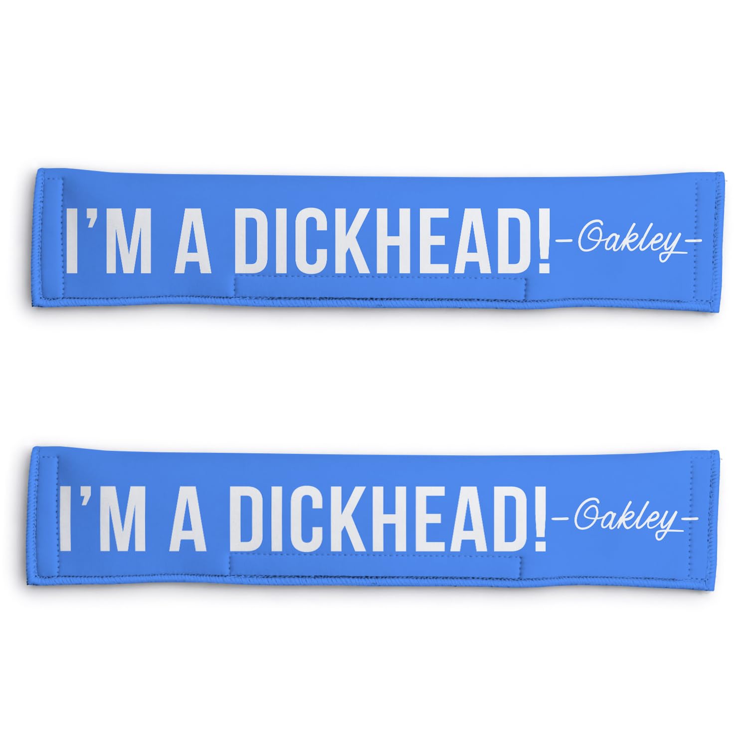 Personalised Dog Lead Sleeve | Custom 'I'm A Dickhead!' Dog Lead Cover | Reactive Nervous Dog Warning | Funny Dog Lead Sign | Velcro Lead Wrap UK (Light Blue)