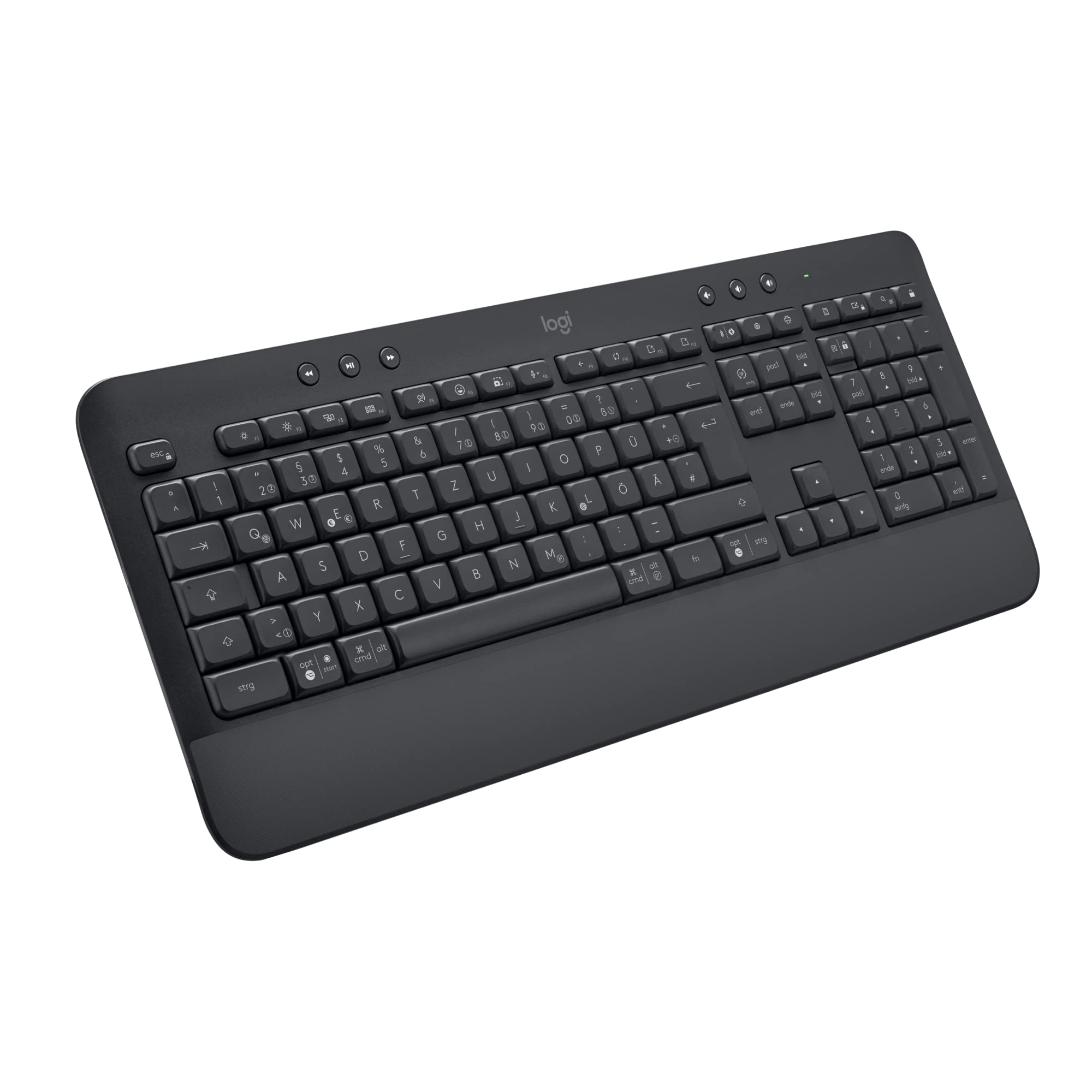 Logitech Signature K650 Comfort kabellose Tastatur mit Handballenauflage | BLE Bluetooth/Logi Bolt USB-Empfänger, Soft-Touch-Tastatur, Numpad, PC/Windows/Mac, Italienisches QWERTY - Grau