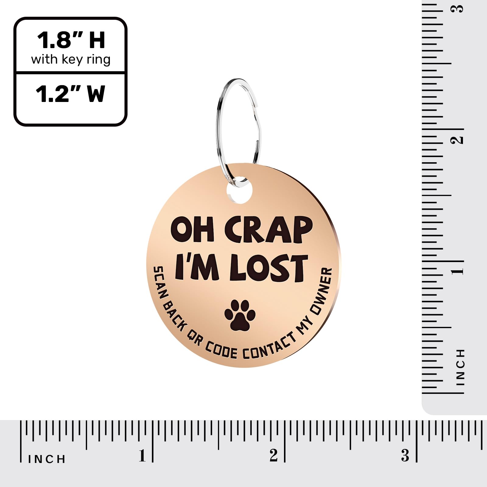 MYLUCKYTAG Médaille pour chien en acier inoxydable avec code QR – Scannez QR pour les alertes instantanées de localisation des animaux de compagnie