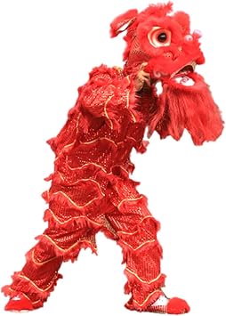 Chinese Dragon Dance Chinese New Year Props for a Solo Lion Dance Performance,Adult Lion Dance Mascot Costume Southern Lion DancingYellow, Red Lion Dance Crafts