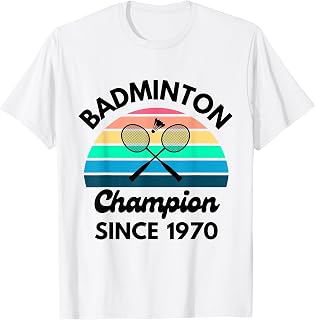 Badminton Champion Since 1970 Retro Sunset Birthday T-Shirt