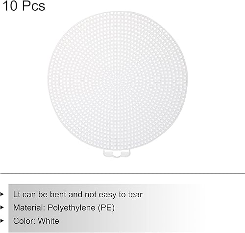 Miniatura 3 de MECCANIXITY Hoja de lona de malla de plástico de 5.8 pulgadas, lona redonda blanca en blanco para bordar, malla de ganchillo de punto, paquete de 10