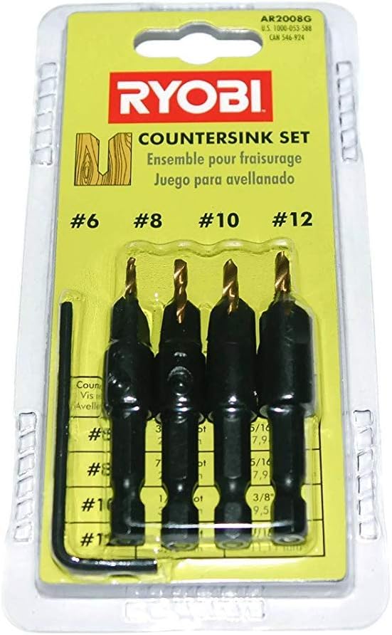 RYOBI SPEEDLOADAND 5-PIECE Power Groove Countersink Drill BIT Set AR2008G