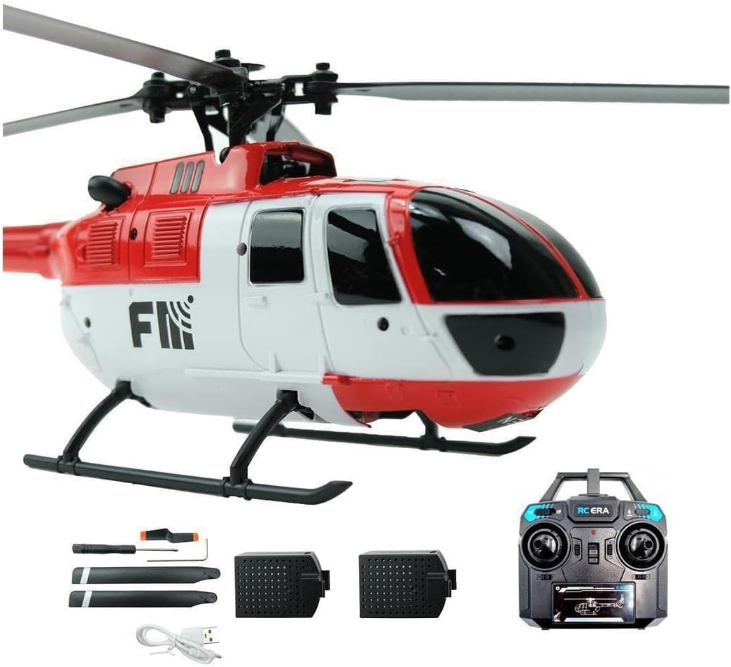 FM-Electrics BO-105 RC Helikopter C186 Rot-Weis Flybarless 6G 4-Kanal RTF 2,4GHz