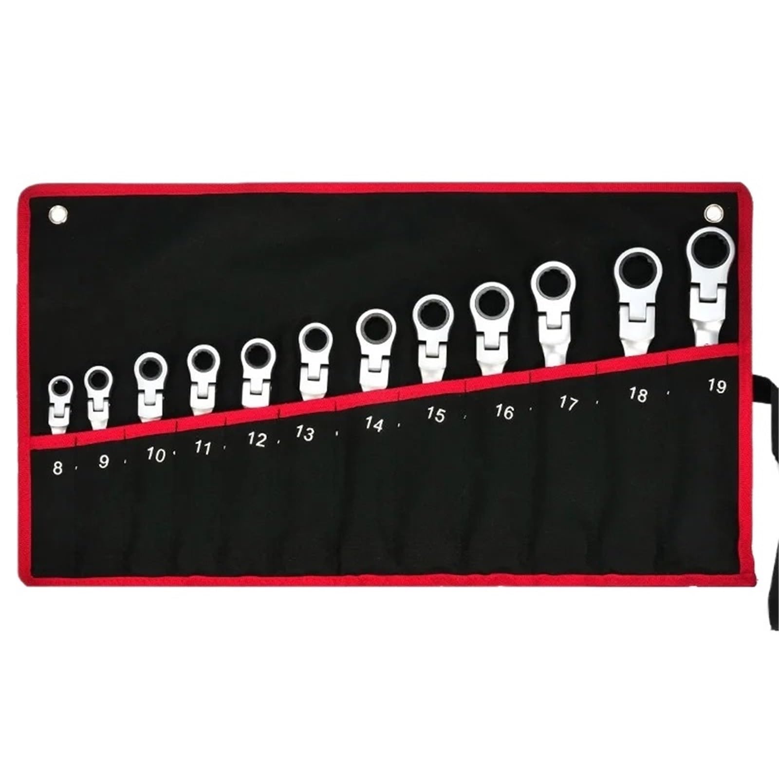 ZGUOUZANTYE Ratcheting Wrench Set, Ratcheting Combination Wrench Set Metric Flexible Head Spanner Chrome Vanadium Steel Flex-Head Ratchet(12pcs(8-19mm))