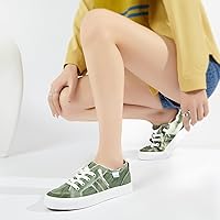 Vista 7 de Obtaom Play Tenis de lona para mujer, sin cordones, a la moda, blanco desgastado y estampado de leopardo
