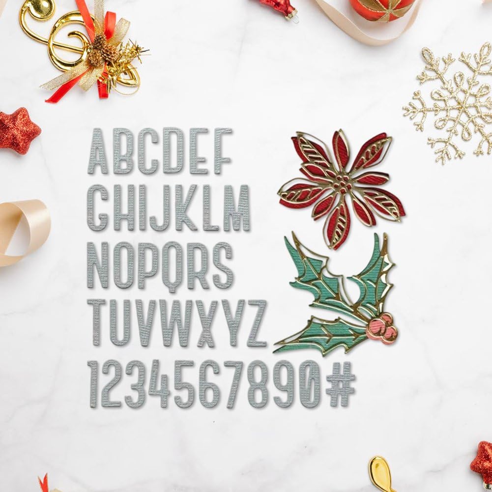 Wykrojniki świąteczne z cyframi i literami, zimowe łyżwiarstwo, wycinane do scrapbookingu i rzemiosła.