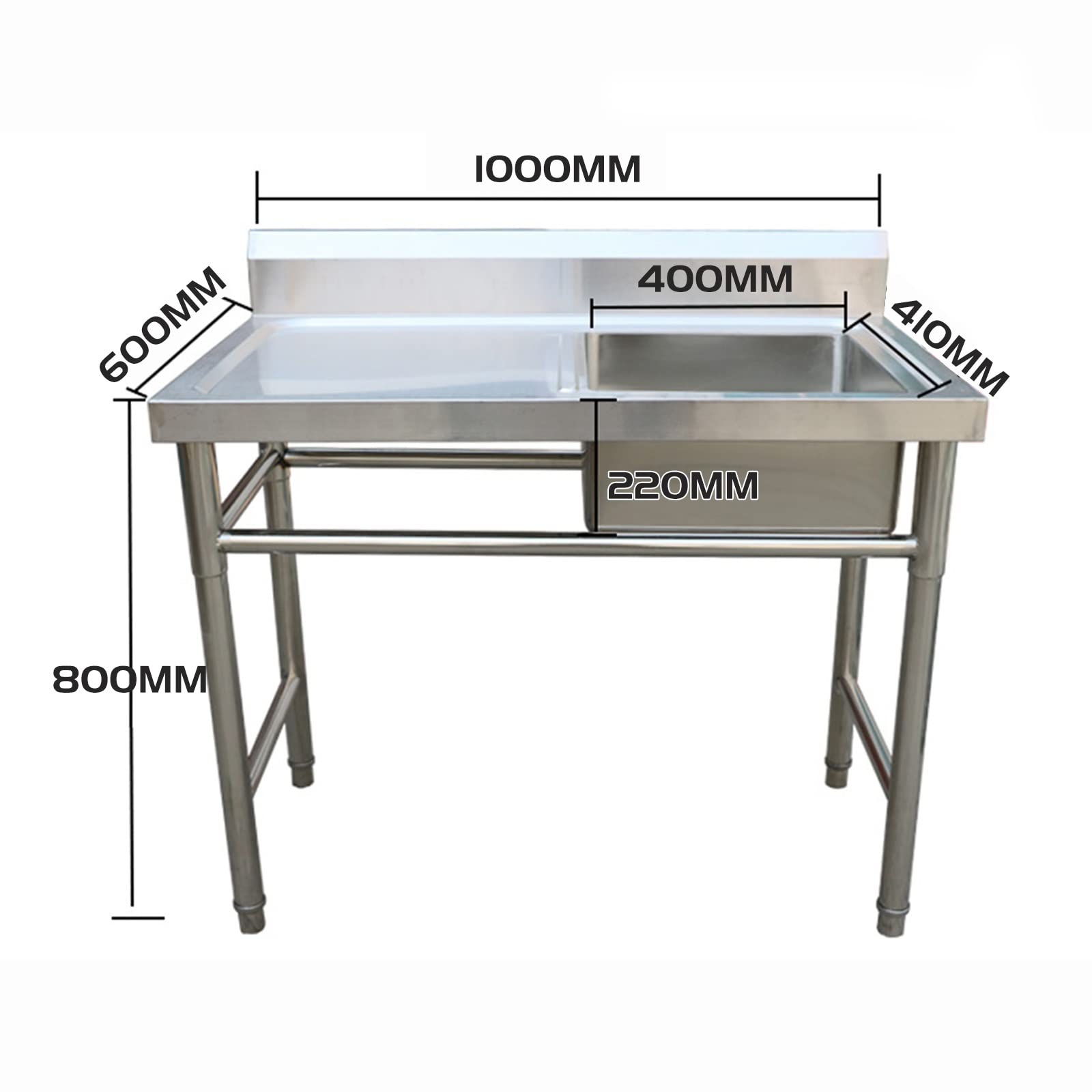 Lavelli da Cucina Domestici Lavello da Cucina Industriale, Stazione Lavamani Portatile, Lavello da Giardino Esterno, Acciaio Inossidabile 304, con Filtro di Scarico per Alzatina Pi