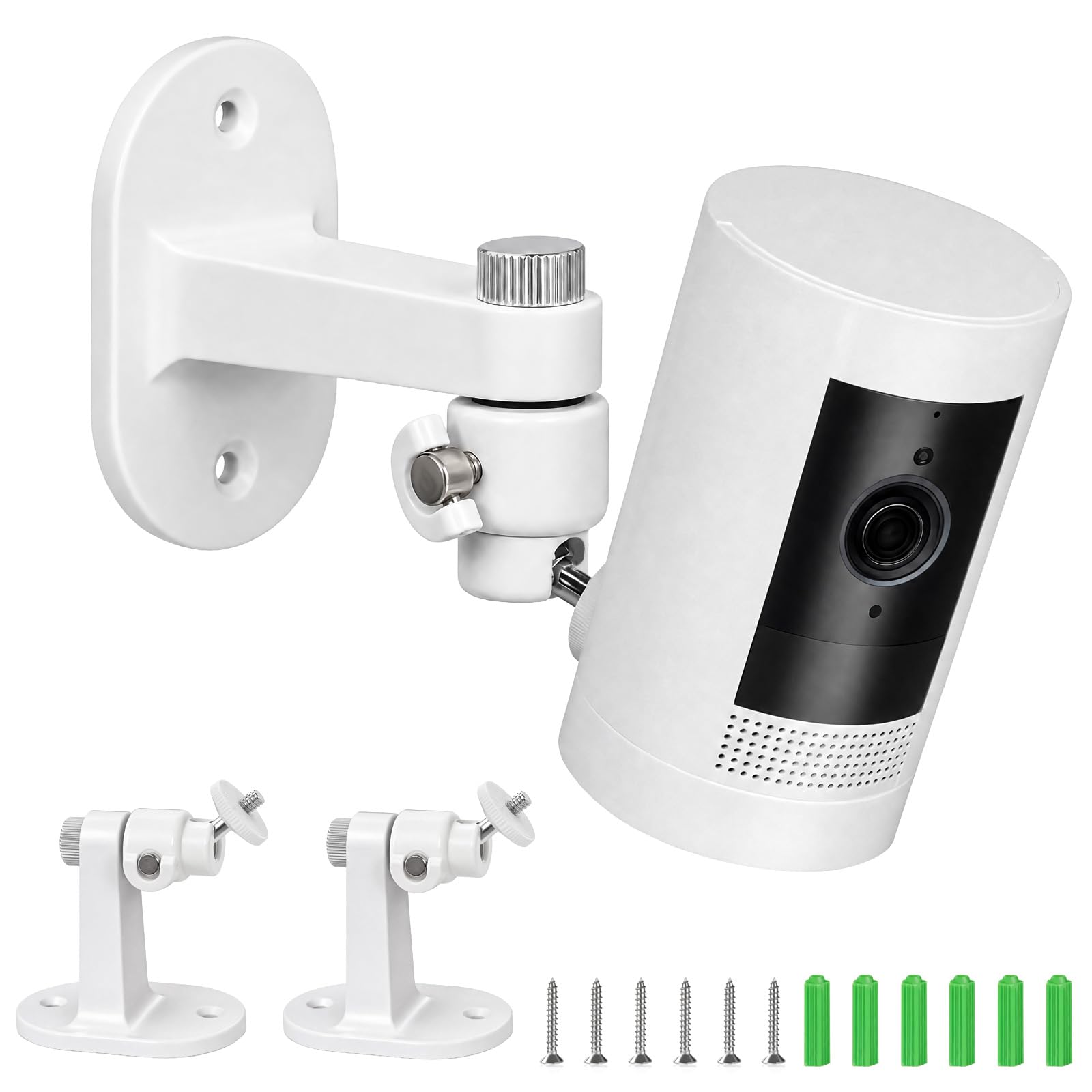 Paquete de 2 soportes de montaje en pared para cámara Ring Stick Up Cam Ring para exteriores y cámara interior, soporte de pared ajustable de 360° con ángulo de visión perfecto para sistema