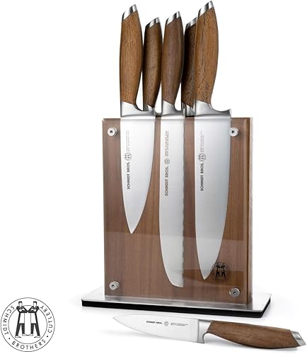 Miniatura 2 de Schmidt Brothers - Bonded Teak, 7-Piece Knife Set, High-Carbon Stainless Steel Cutlery with Midtown Acacia and Acrylic Magnetic Knife Block