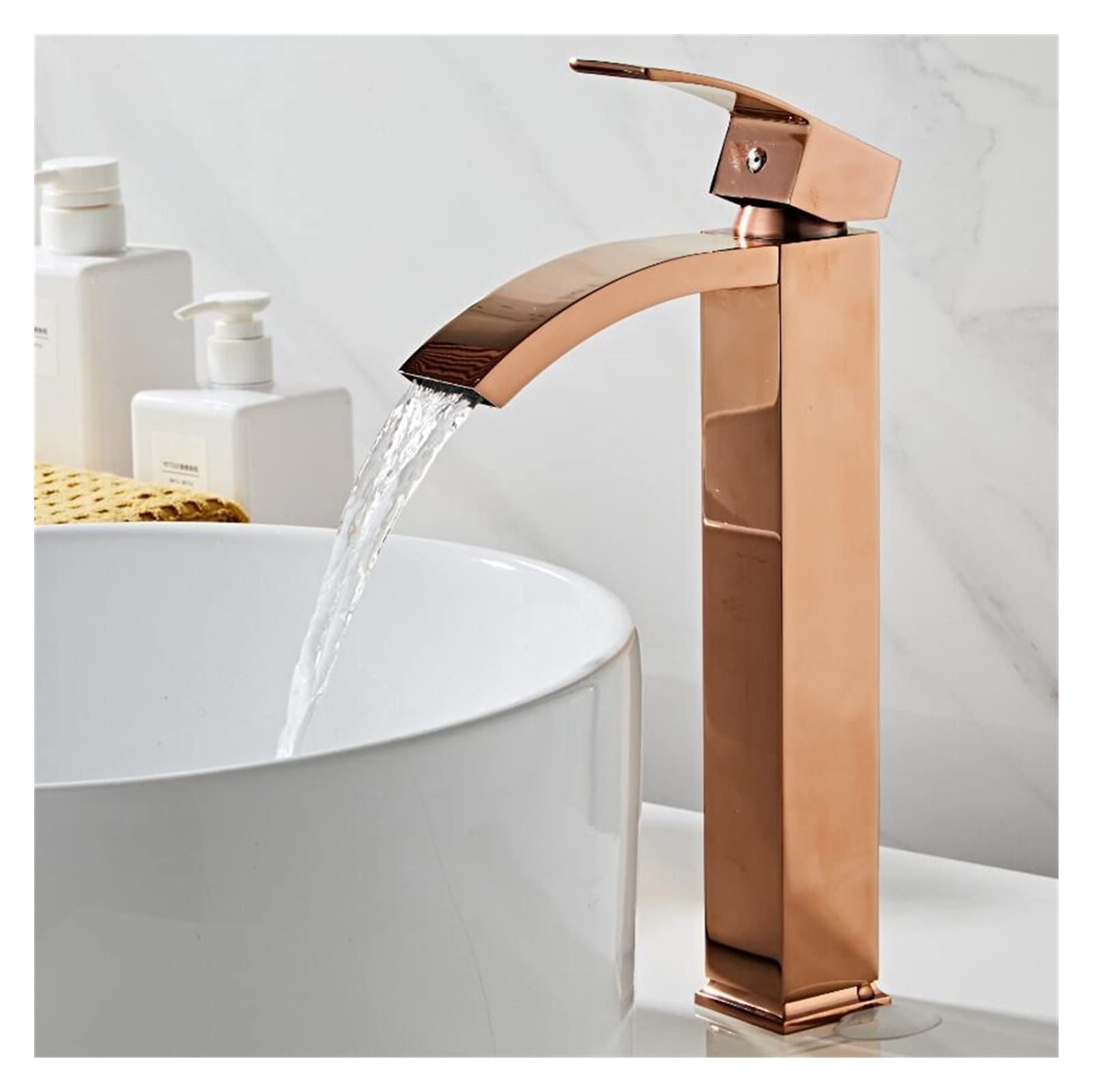 Robinet de lavabo luxe en laiton massif finition raffinée rose gold