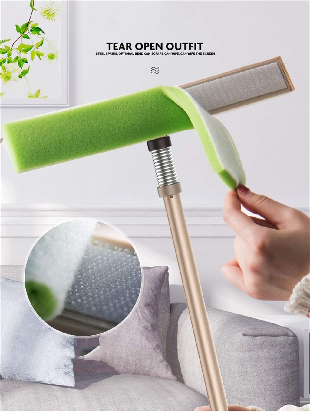 Duschabzieher, Einstellbar 3-in-1-Fensterreinigungsset, Gummi-Scheibenwischerblätter Rillenpinsel for Bad, Küche Und Auto (Color : B)