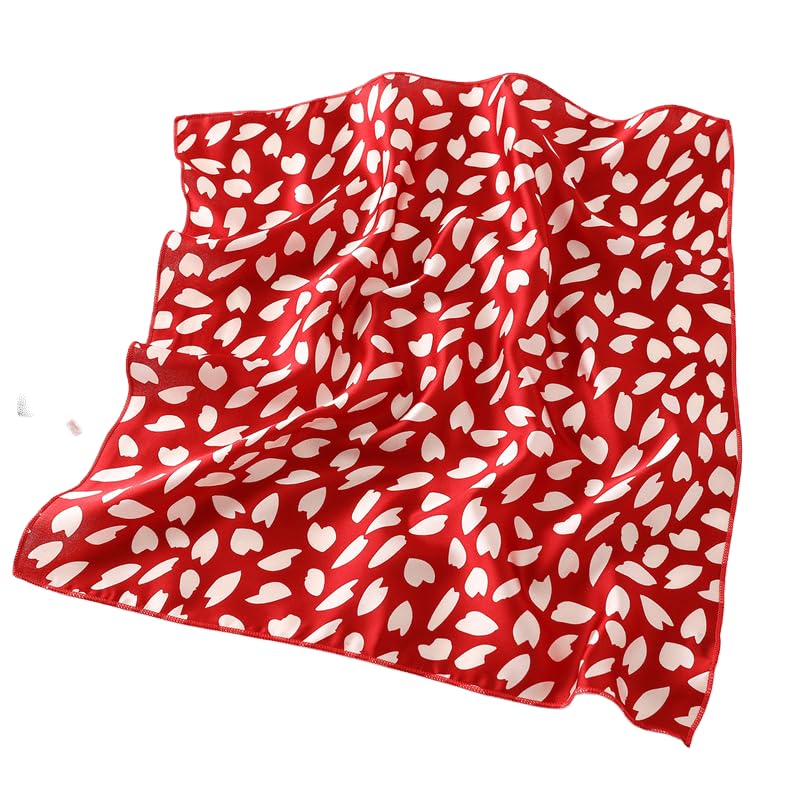 Women Love-Heart Small-Square-Scarves Silk-Feeling-Satin Scarf Tie-Scarves for Handbags/Neck/Head/Wrist Acc 19X19 Inch2