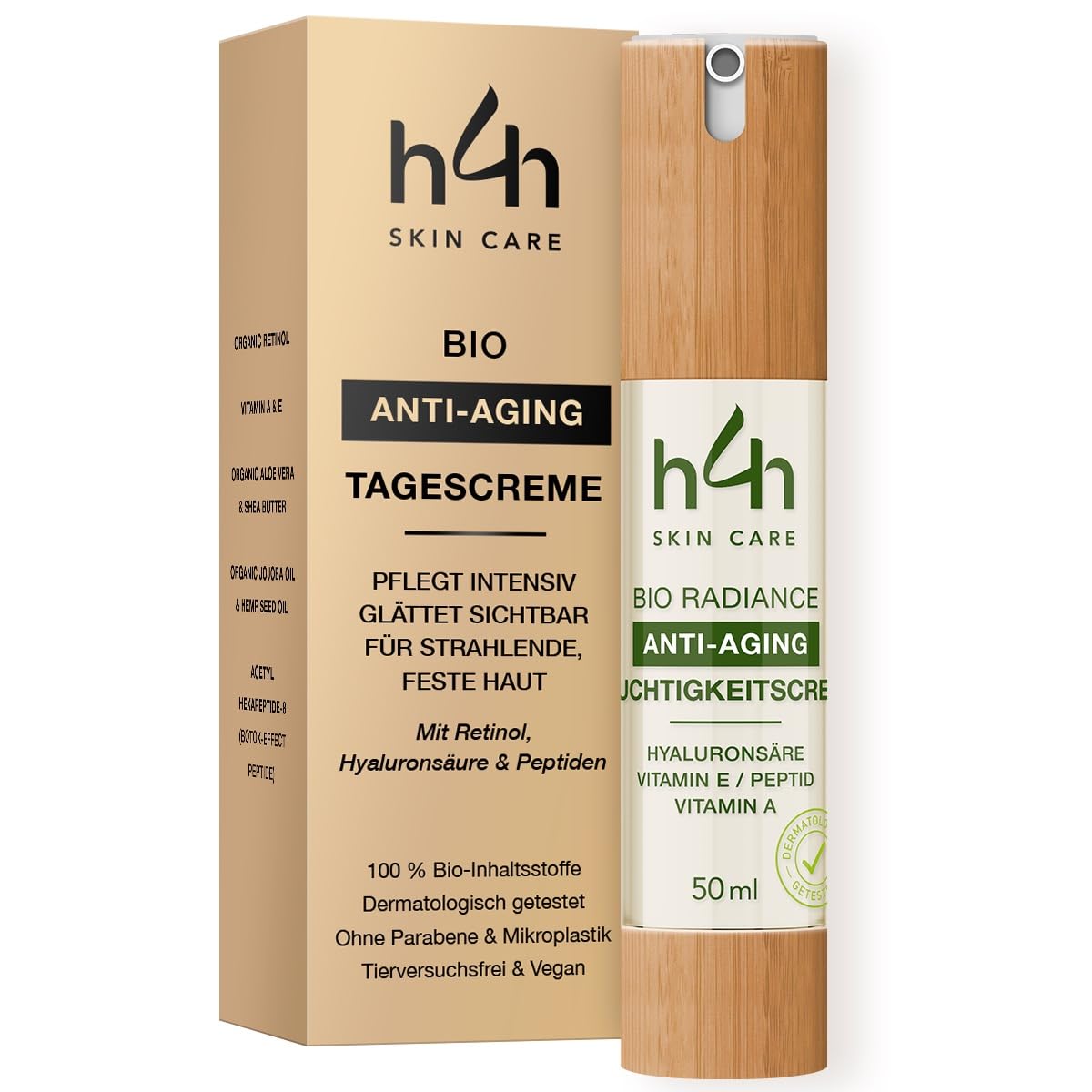 Bio Radiance Anti-Aging Gesichtscreme | Mit Hyaluronsäure, Triple Peptid-Komplex & Vitamin E – 24H Feuchtigkeit, Reduziert Falten & Strafft die Haut – Klinisch Getestet- (50ml, Cucumber)