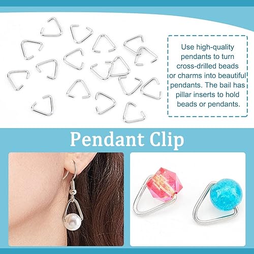 Miniatura 6 de PH PandaHall 400 anillos de salto abiertos triangulares de hierro, clip de pinza de fianza, gotas para colgar, calibre 18 para hallazgos de joyería,