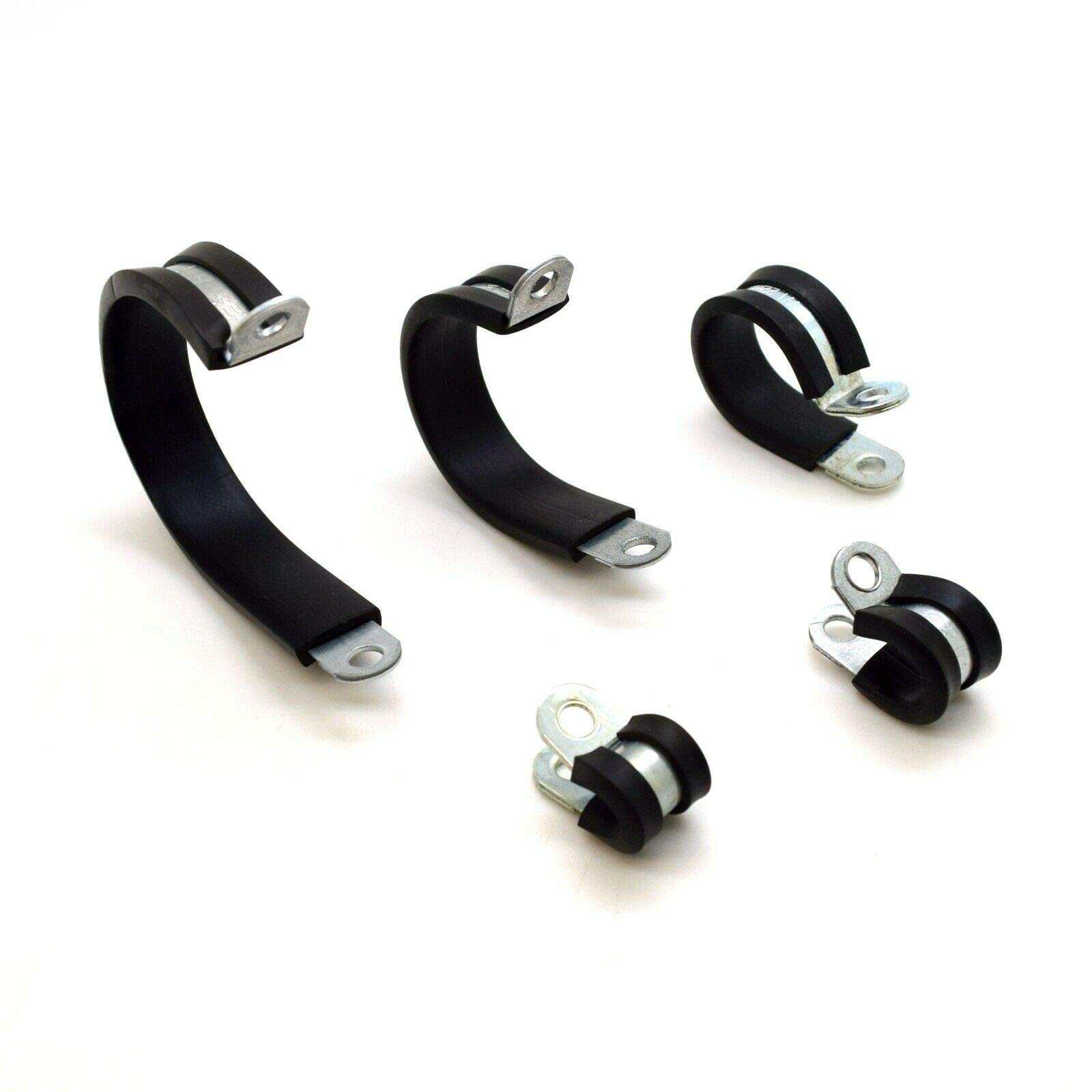 25 x 22 mm W1 Steel Rubber Lined P Clips Wiring Hose Clamp Pipe Cable