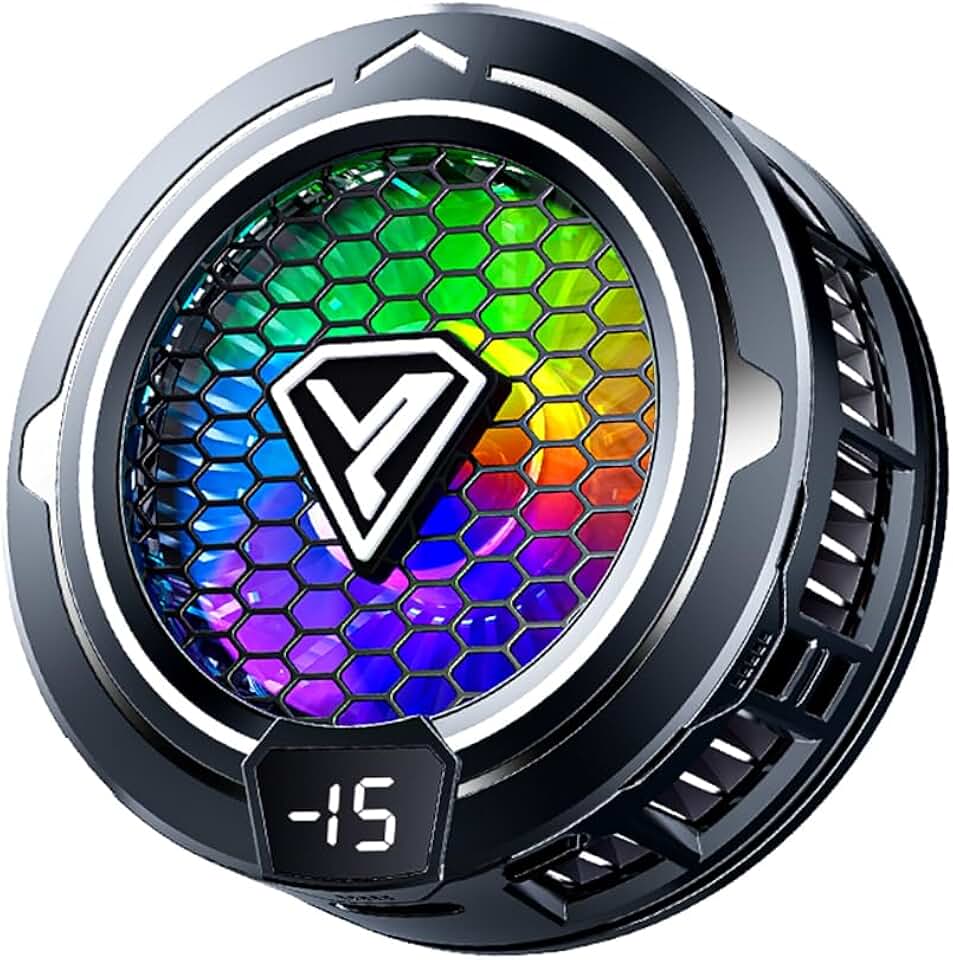 Ventilador de resfriamento de telefone, radiador magnético com luzes RGB, compatibilidade universal para Android/iPhone/iPad, refrigeração por condução de grande área (cooler 2 preto)
