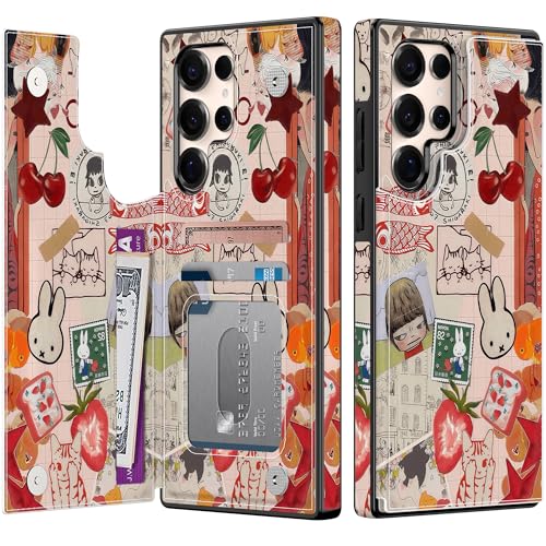 Étui portefeuille Samsung S25 Ultra Esdot à motif floral avec porte-cartes et blocage RFID