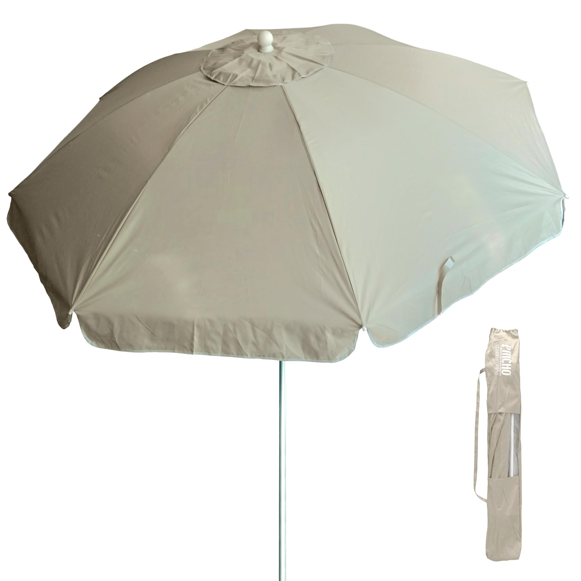 Pincho Sombrilla 240 cm tela de poliéster con Protección solar UPF50+ (bloquea 99% de rayos UV),Sombrilla de playa/jardín de aluminio de 2,4 m de diámetro.