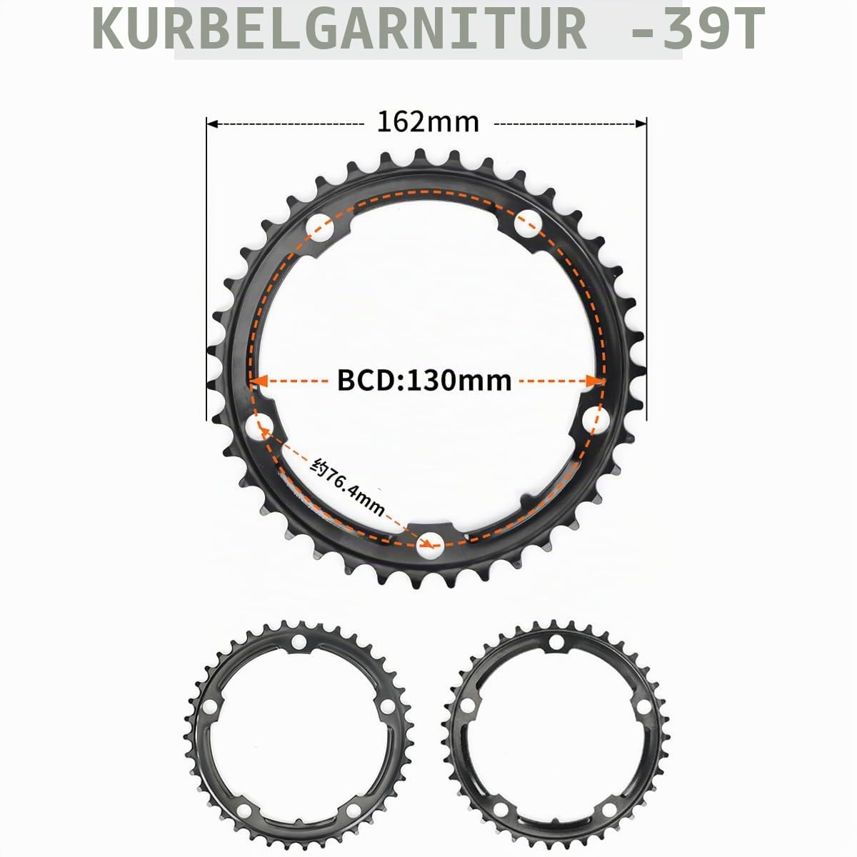 Kettenblatt-Reparaturset | 53/50/39/34T für 7-11fach | BCD 110/130 | (53T 130BCD)