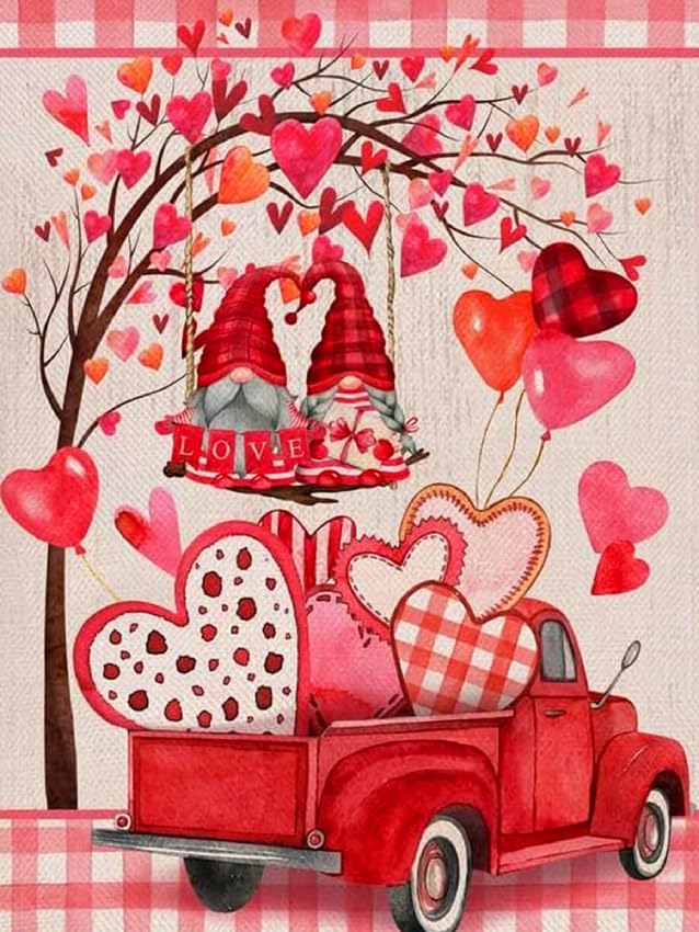HHMATITS Valentines Day Diamond Art Kits for Adults - 5D Diamond Painting Kits for Adults Beginners Full Round Drill Love Diamonds Painting with Gem Art Wall Decor 12 X 16Incn