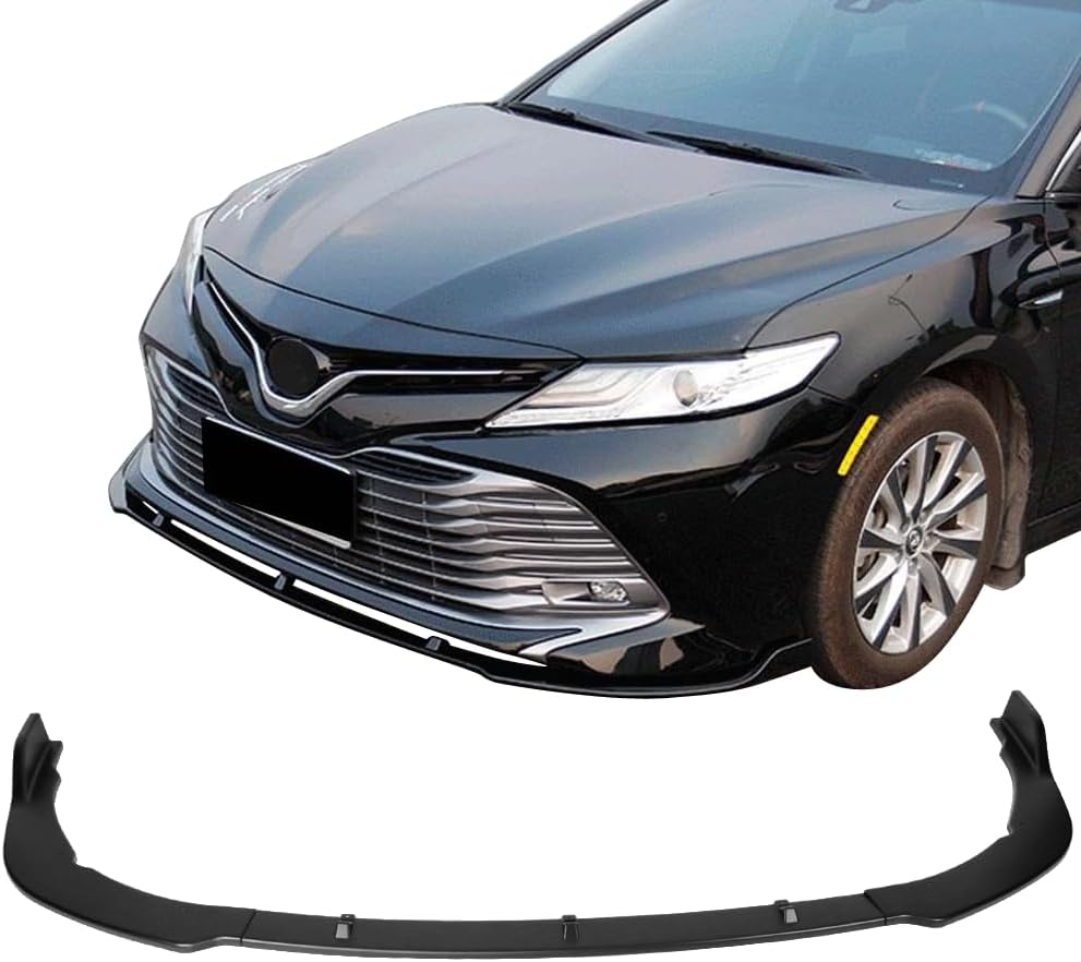 IKON MOTORSPORTS, Front Bumper Lip Compatible with 2018-2020 Toyota Camry SE XSE, 3PCS Air Dam Chin Front Bumper Lip Spoiler Splitter SE Style PP Polypropylene Painted #1J9 Celestial Silver Metallic