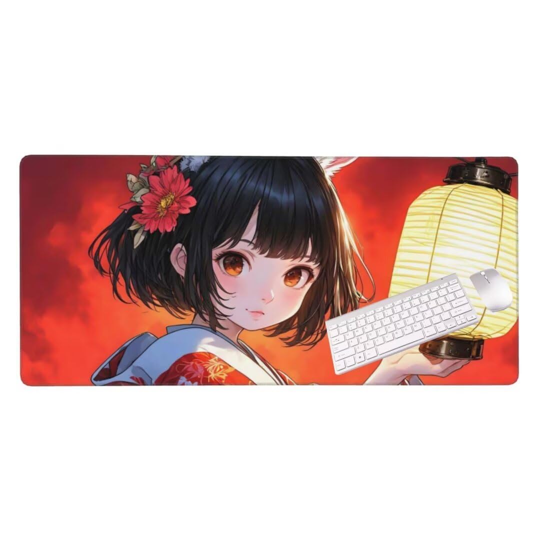 Alfombrilla de ratón 1400x600x3 MM, Alfombrilla Ratón XXL Extendida de Gran Tamaño con Bordes Cosidos, Resiste Salpicaduras, Base de Goma Antideslizante Almohadilla para Teclado, Anime japonés S-10517