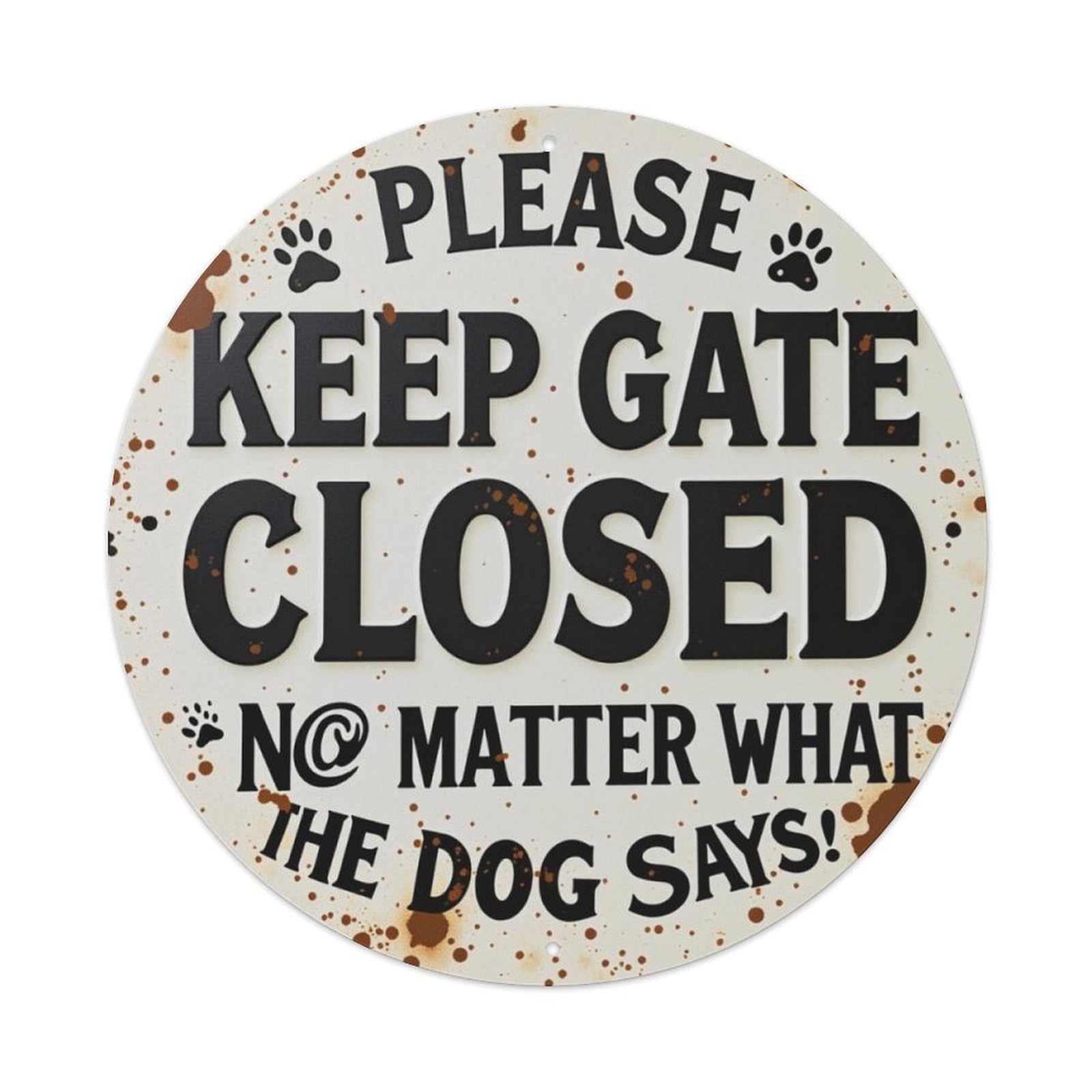 Vintage Rusty Funny Dog Warning Round Sign Vintage Aluminium Metal Sign, Retro Wall Decor for Home, Bar, Garage & Farmhouse 20x20cm
