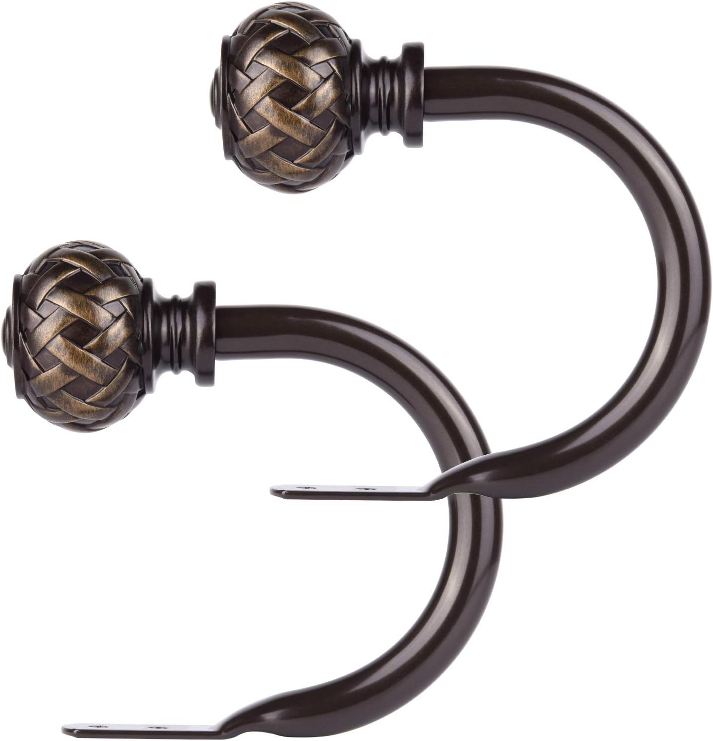 Curtain Holdbacks Set of 2, Window Treatment Holdbacks Wall Mounted Drapery Hooks with Netted Texture Finials, Bronze