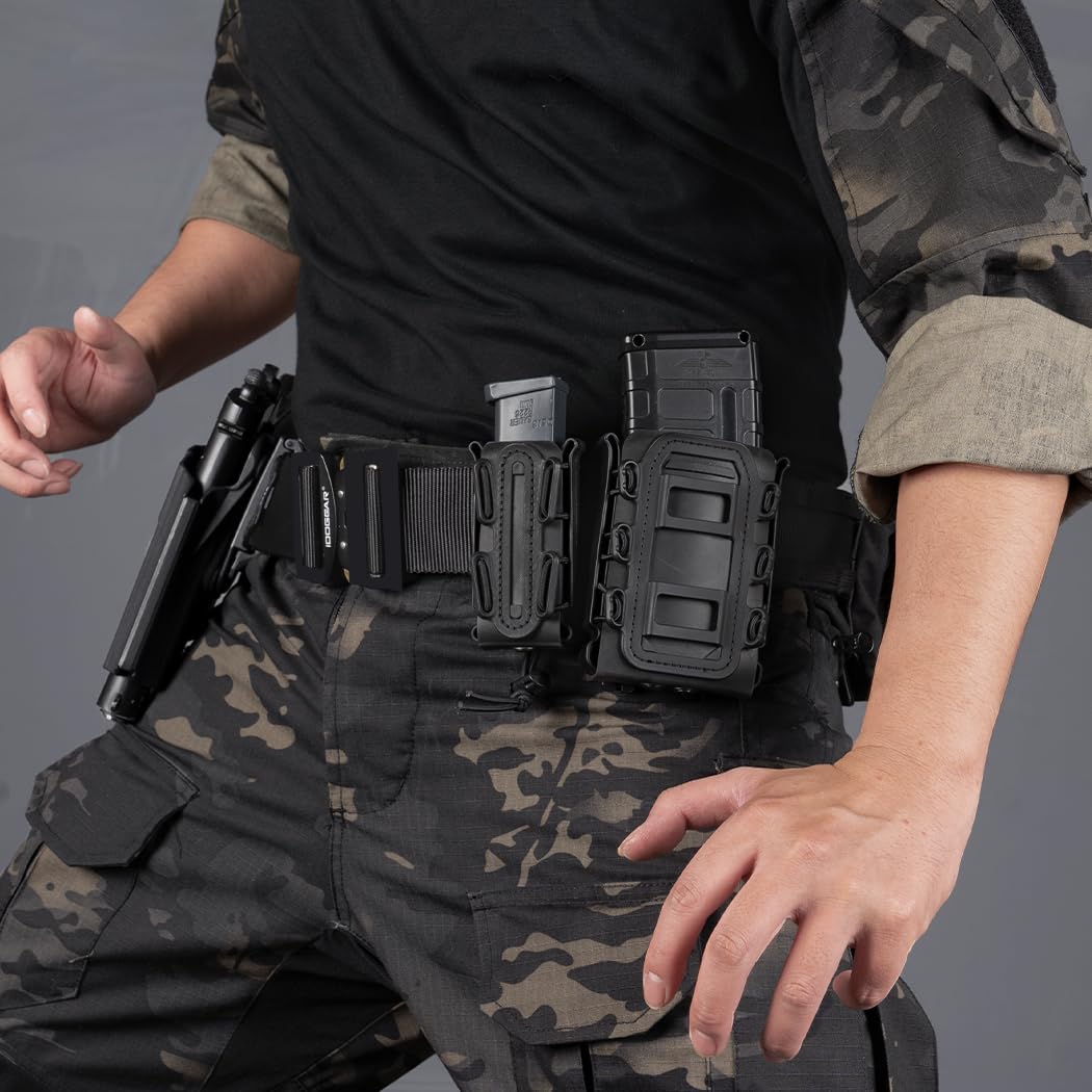 IDOGEAR 2'' Cintura Tattica Militare Molle con 1,75'' Cintura Interna Set Sgancio Rapido Fibbia Metallica Cintura Heavy Duty Hook-And-Loop