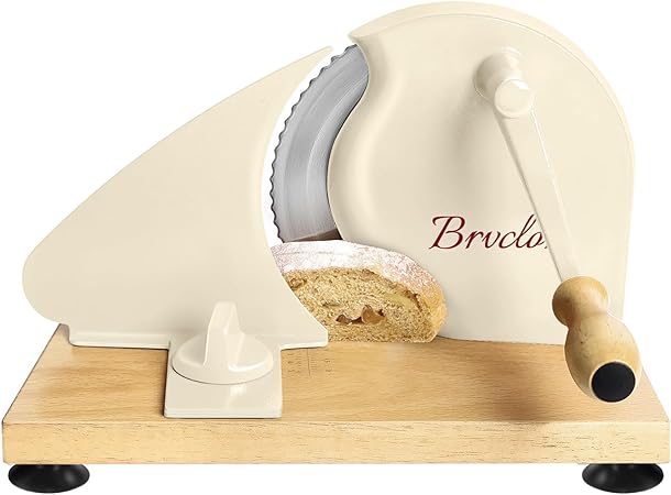 Manual Bread Slicer for Homemade Sourdough Bread, Adjustable Thickness&Evenly Slicing, Hand Crank Bread Slicer with Scale Line and Suction Cup, Serrated Blade Design, Patent:USD105861