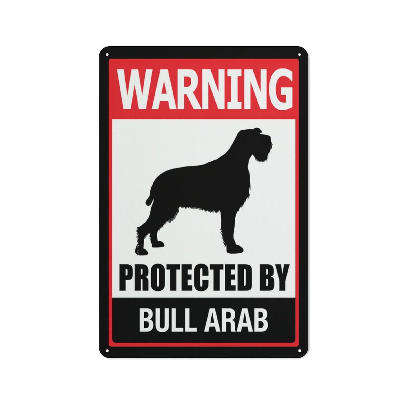 Warning Protected By Bull Arab Sign 12X8 Inches Metal Aluminum Signs, Weather Resistant, Weatherproof, Indoor Or Outdoor