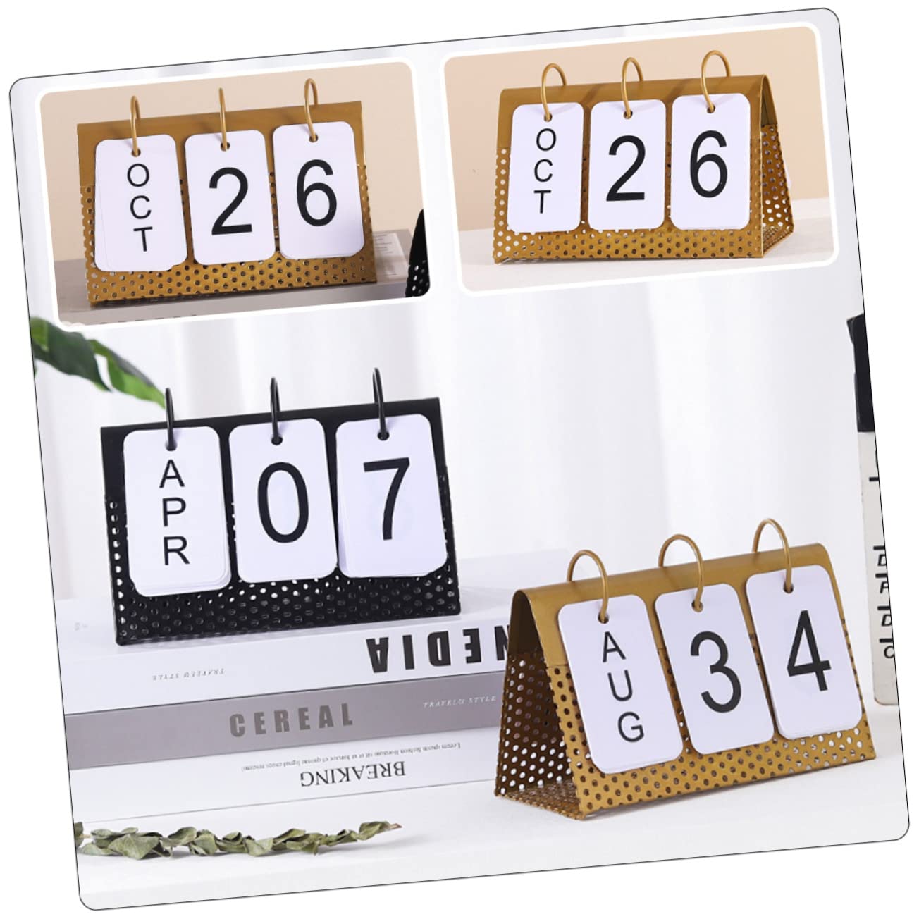 TEHAUX 4pezzi Calendario Decorativo Ferro Battuto Per Scrivania Design Rustico e Creativo Ornamentazione Per Casa e Ufficio Come Per Festività