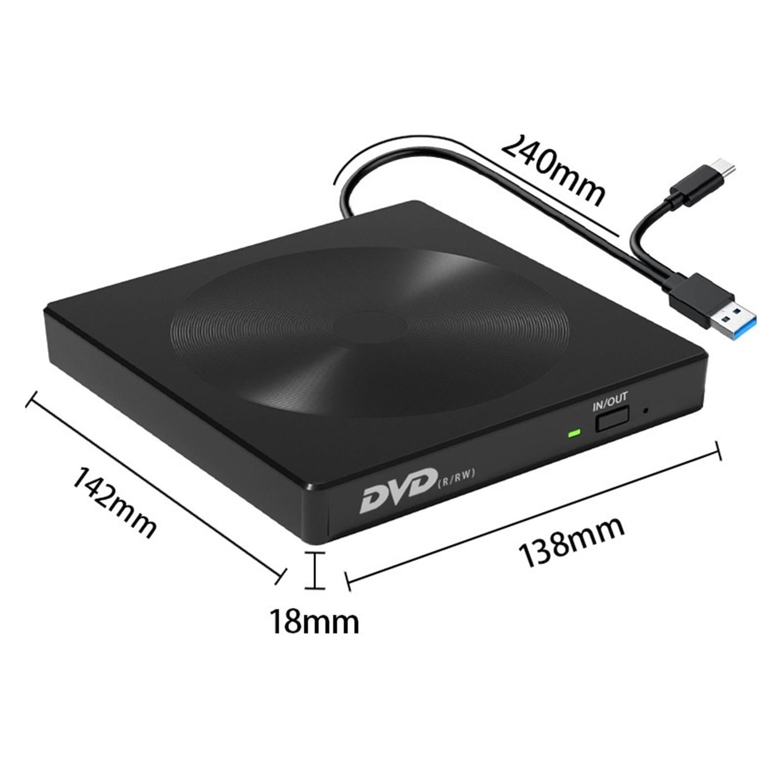 Unidad Óptica Externa, Grabadora De DVD con Textura De CD, Portátil Tipo C, Unidad Óptica Móvil De Interfaz Dual Usb3.0