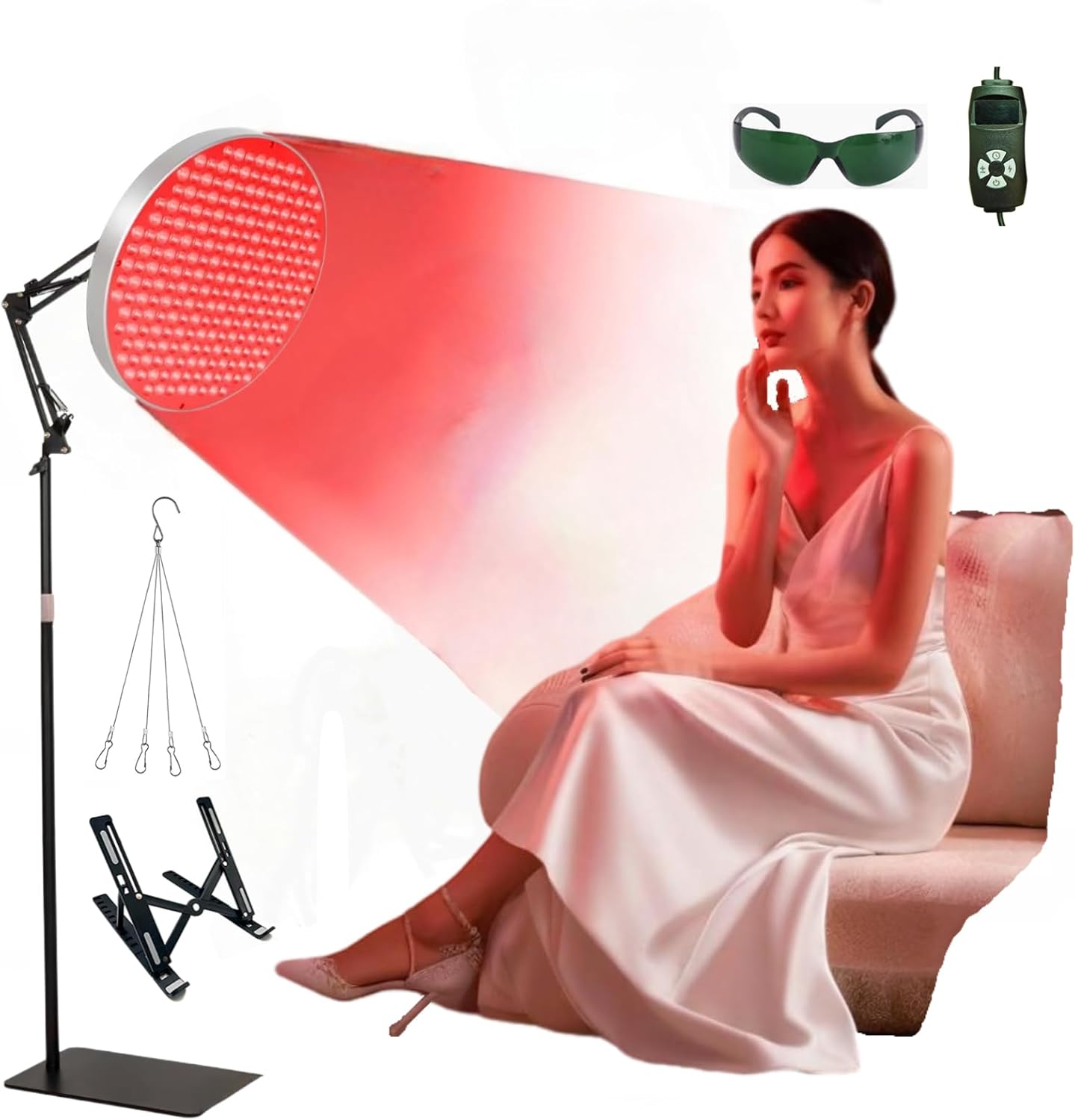 50W Rood Licht Therapie Paneellamp, 660nm & 850nm Nabij Infrarood Rood Licht Therapie Apparaat voor Volledige Lichaam, Gezicht, Nek, Rug, Taille, Knie Pijnverlichting, met 250 LED, 5 Niveaus, Timer