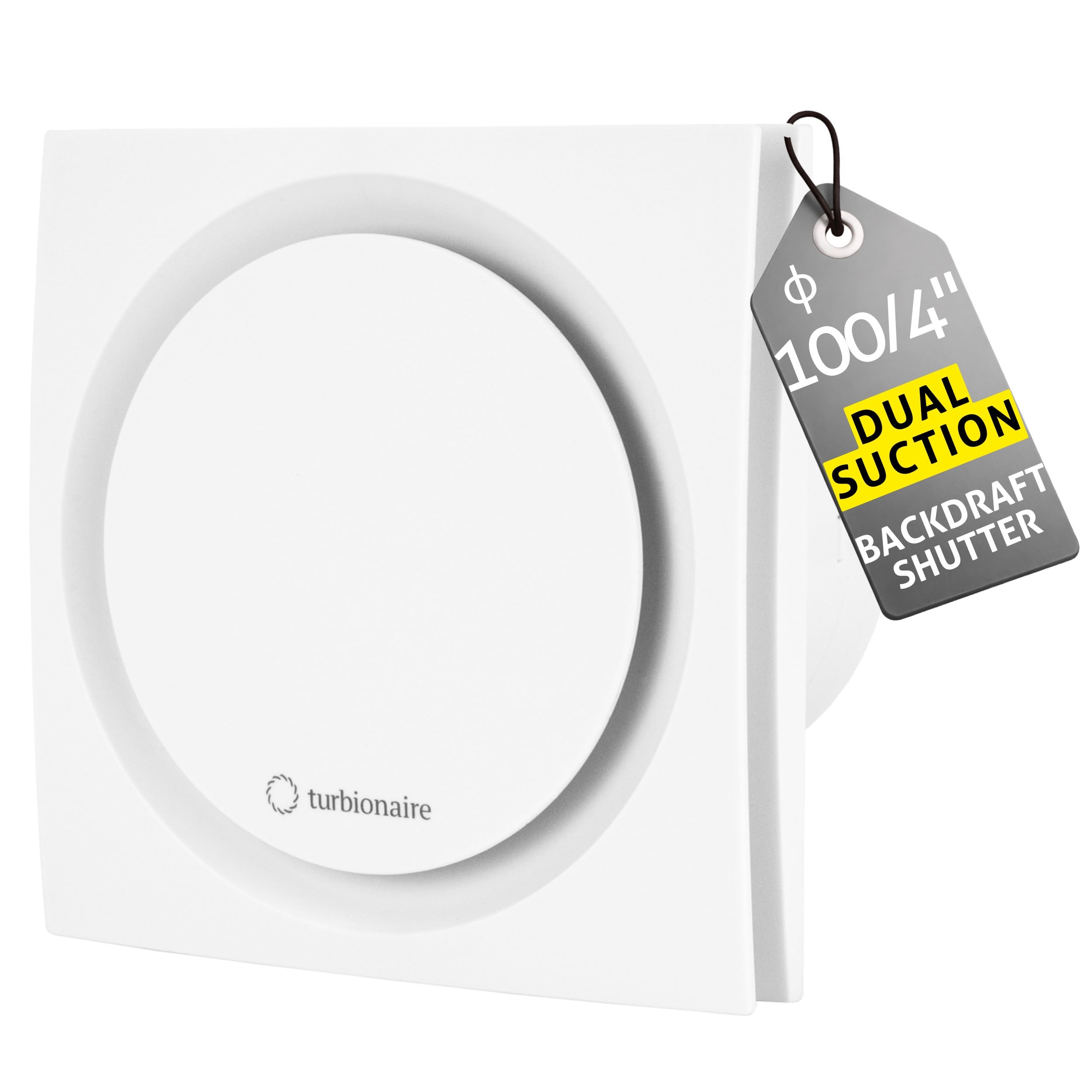 Turbionaire RING 100 SW Extractor de Baño 100 mm Doble aspiración perimetral y frontal, Blanco mate, Ventilación estÔndar, Para baño, Cocina, VÔlvula antirretorno, Protección IPX4, Silencioso